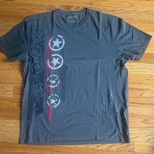 Express Star Graphic Tee - Charcoal and Red